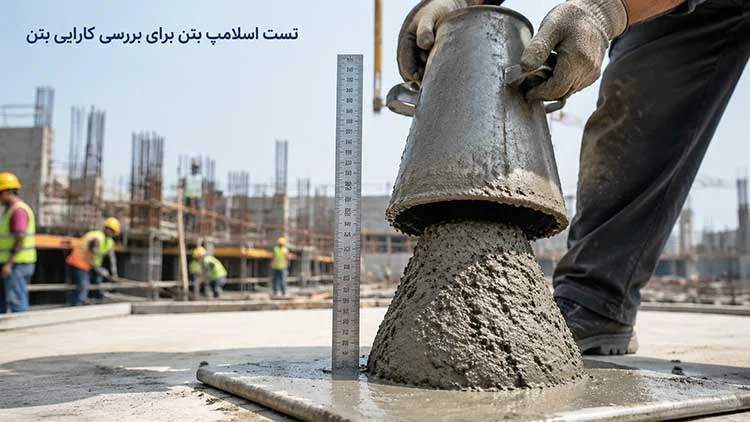 تست اسلامپ بتن در کارگاه برای بررسی کارایی و روانی بتن